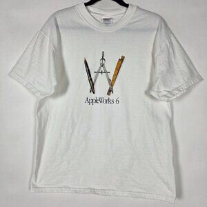 Vintage Y2K Hanes Beefy Apple Works 6 Technology Mens Large Short Sleeve T Shirt